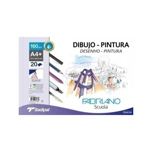 Bloc Papel Dibujo y Pintura Fabriano 160gr 20 Hojas A4+