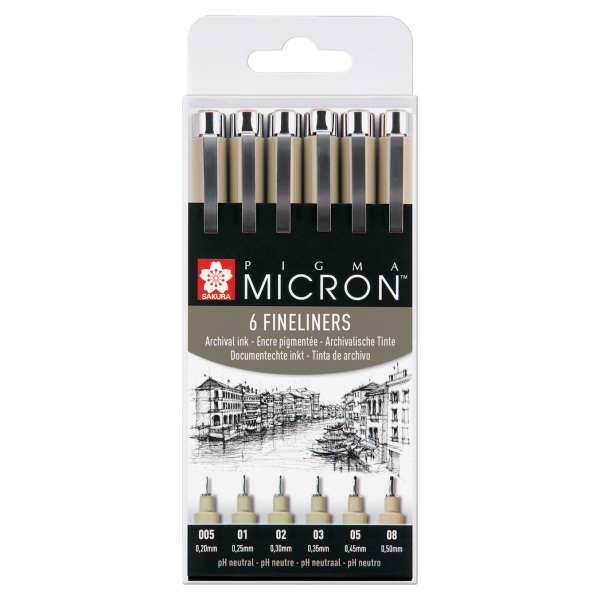 Pigma Micron Set of 6 Calibrated Markers
