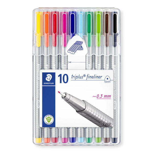 Set Rotuladores Fineliners Staedtler Triplus 10 Colores