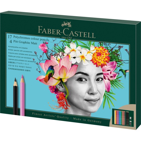 FABER CASTELL 17 Polychromos & 4 Pitt Graphite Matt estuche de regalo