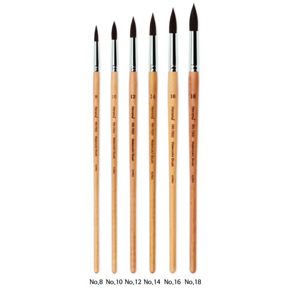 HEREND Set 6 Squirrel Blue Round Brushes RR-7600