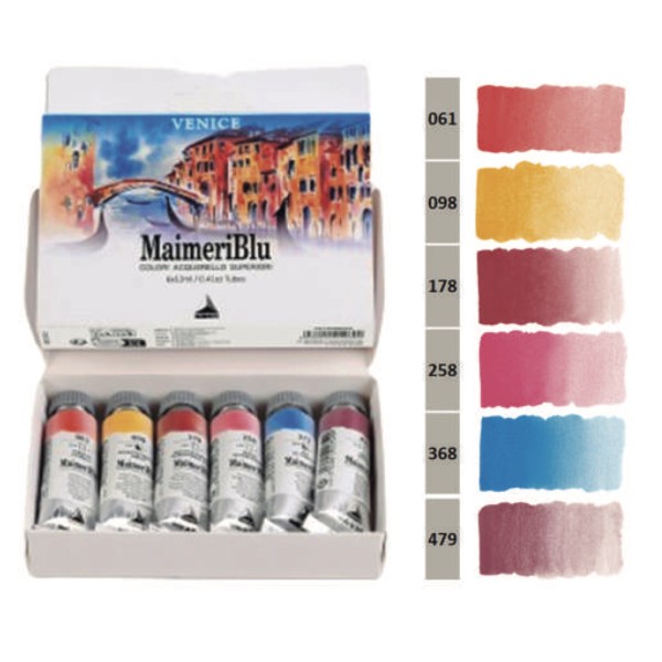 Maimeri Blu Venecia Set de 6 Tubos de Acuarela 12ml. Colores Venecia