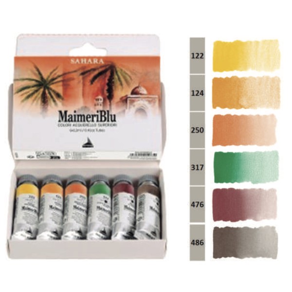 Maimeri Blu Sahara Set of 6 Watercolour Tubes 12ml. Sahara Colours