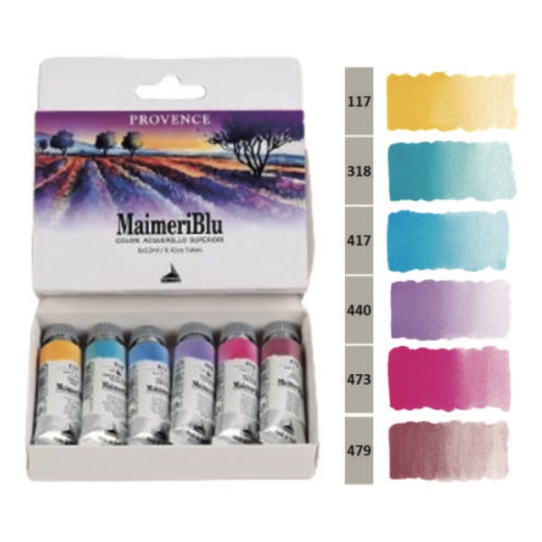 Maimeri Blu Provenza Set de 6 Tubos de Acuarela 12ml. Colores Provenza