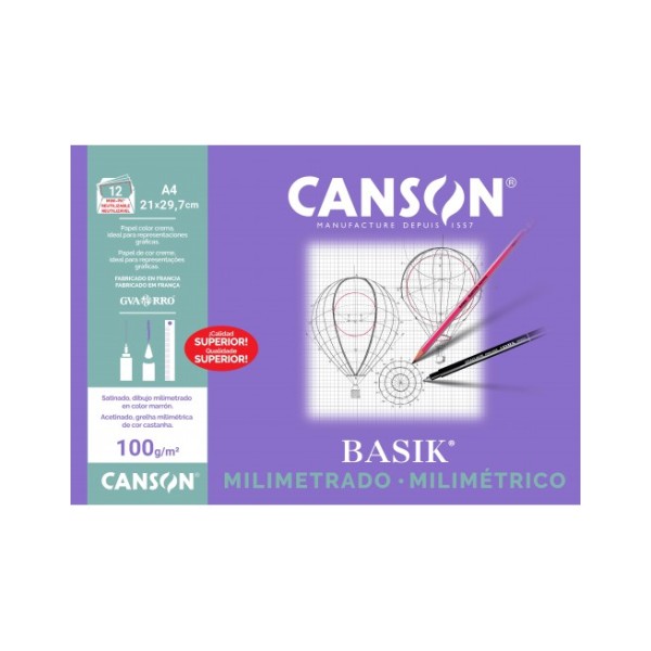 Canson Basik Graph Paper A4 12 Sheets