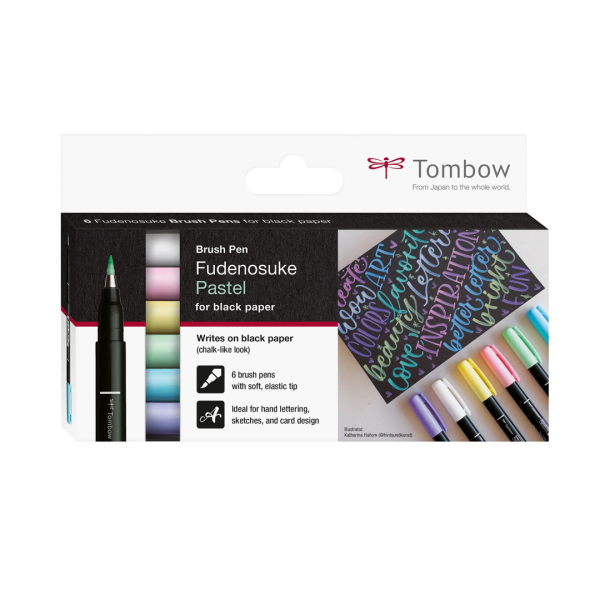 TOMBOW Fudenosuke Calligraphy Brushes - Set of 6 pastels