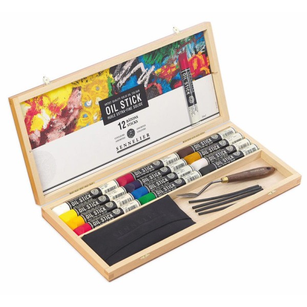 Sennelier Wooden Box of 12 Oil Paint Sticks