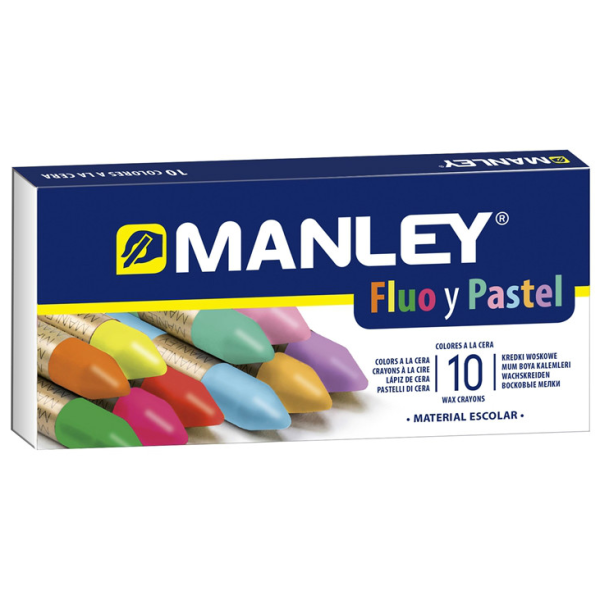 Estuche 10 ceras Manley Colores Especiales (FLUO+PASTEL)