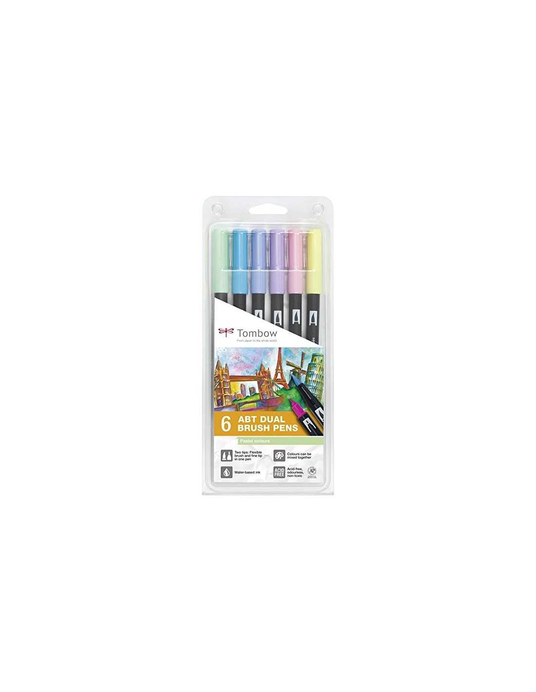 Set rotuladores Tombow Dual Brush, incluye 6 preciosos colores pastel