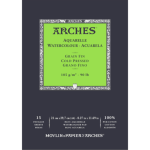 ARCHES Bloc Acuarela encolado 1 Lado 12Hjs - 185gr/m. · Grano FIno · A3