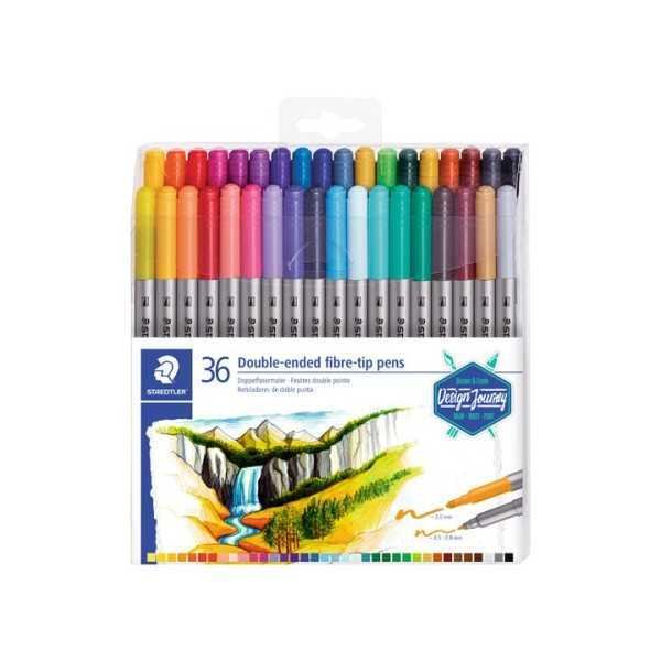 Estuche 36 Rotuladores STAEDTLER. Doble Punta