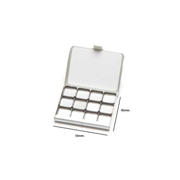 Media Paleta Art Toolkit Acero Inoxidable Imantada (55mm. x 45mm.) con 12 Mini Godets (13mm. x 13mm.)