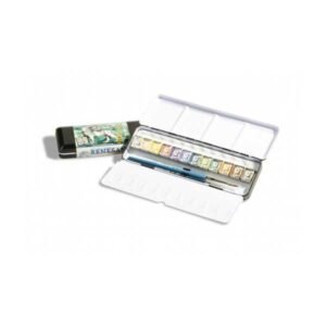 Caja Metalica ACUARELA RENESANS. 12 colores 1/2 Godets y Pincel