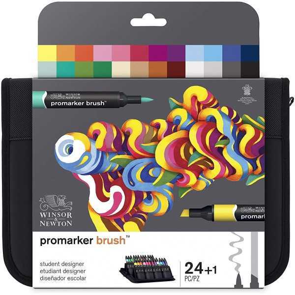 Rotuladores BRUSHMARKER Winsor Newton 24 unid. Diseño Escolar