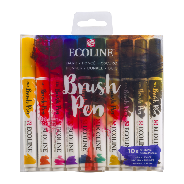 ROTULADORES ECOLINE BRUSHPEN 10 COLORES OSCUROS