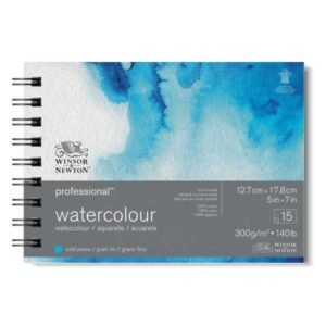 Cuaderno para Acuarela Winsor&Newton Espiral 13x18cm. 15Hjs 300gr 100% Algodón Grano Fino