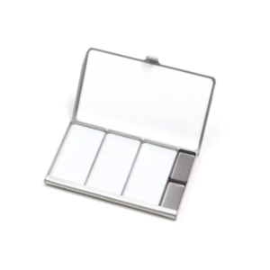 Caja Paleta de Bolsillo Art Toolkit (92mm. x 64mm.) Inoxidable Imantada 3 Godets para Mezclas y 2 Standard