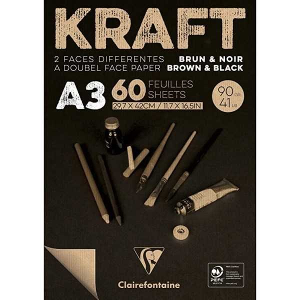 Bloc Clairefontaine Negro y Kraft Verjurado 90gr. 60 Hojas