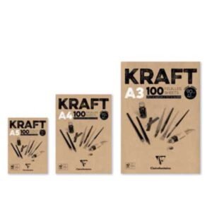 Bloc papel KRAFT CLAIRE FONTAINE. Marrón Encolado. 100 hj. - A3