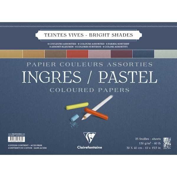 Bloc Ingres-Pastel Espiral Colores Vivos Surtidos 130gr. 25H - ClaireFontaine