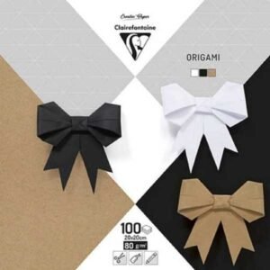 Papel de Origami 20x20cm. 80gr 100Hojas - KRAFT, NEGRO y BLANCO