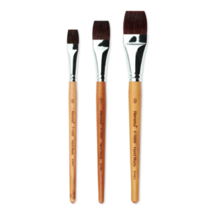 HEREND Set de 3 Pinceles Plano F1000 Petit Gris Mango corto