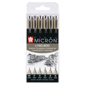 Pigma Micron Set de 6 Rotuladores Calibrados
