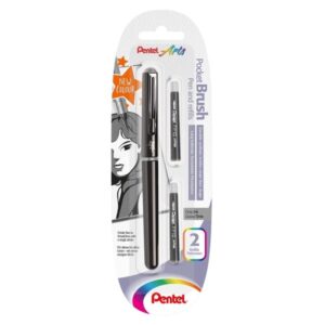 Rotulador Pincel Pentel Pocket Brush – Tinta Gris + 2 Recambios