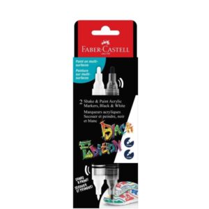FABER CASTELL 2 ROTULADORES acrílicos Shake&Paint blanco/negro