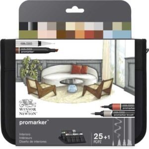 Winsor & Newton Promarker Set Interiors 25 Piezas con Estuche