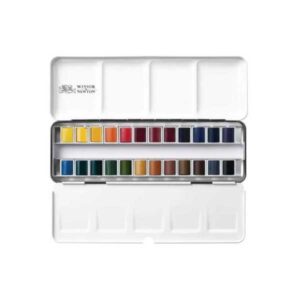 Inicio 6 Winsor Newton Caja metálica Acuarela Professional 24 Medias Godet