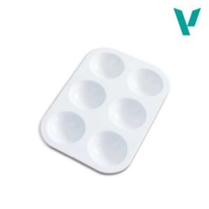 Paleta plastico con 6 pocillos Vallejo 13x9cm.