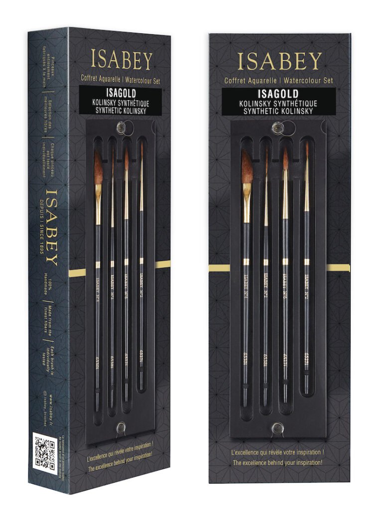 ISABEY 4 PINCELES KOLINSKY CAJA DE MADERA DE LUJO