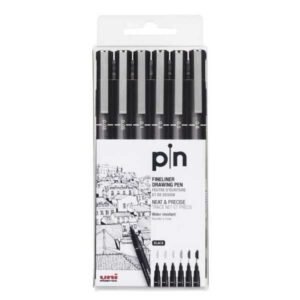 Set 6 Rotuladores Calibrados UNIPIN Negro