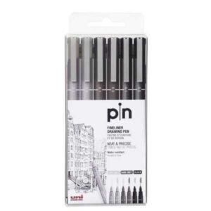Set 6 Rotuladores Calibrados UNIPIN Negro y Grises