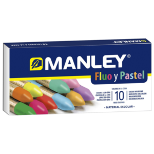 Estuche 10 ceras Manley Colores Especiales (FLUO+PASTEL)