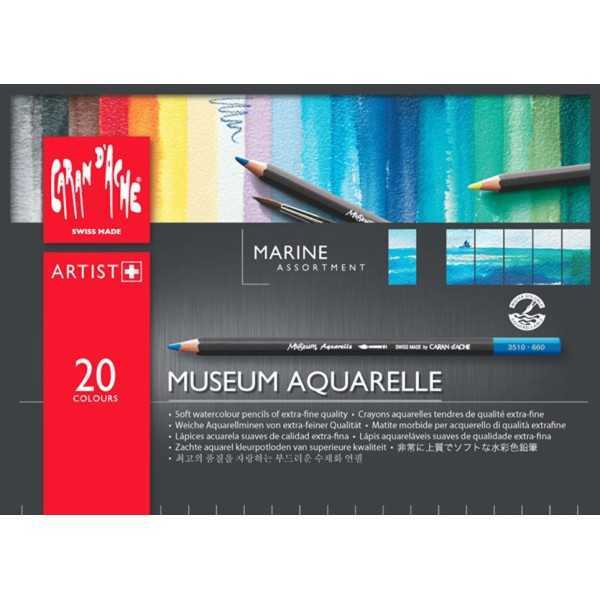 Caja 20 Lápices MUSEUM CARAN DACHE Acuarelables. Surtidos Marina